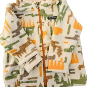 Columbia Fleece Jacket with Orange and Brown Accents